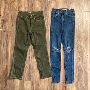 Lot 2 Levi’s Size 25 Jeans: Mile High Super Skinny & 724 High Rise StraightOlive
